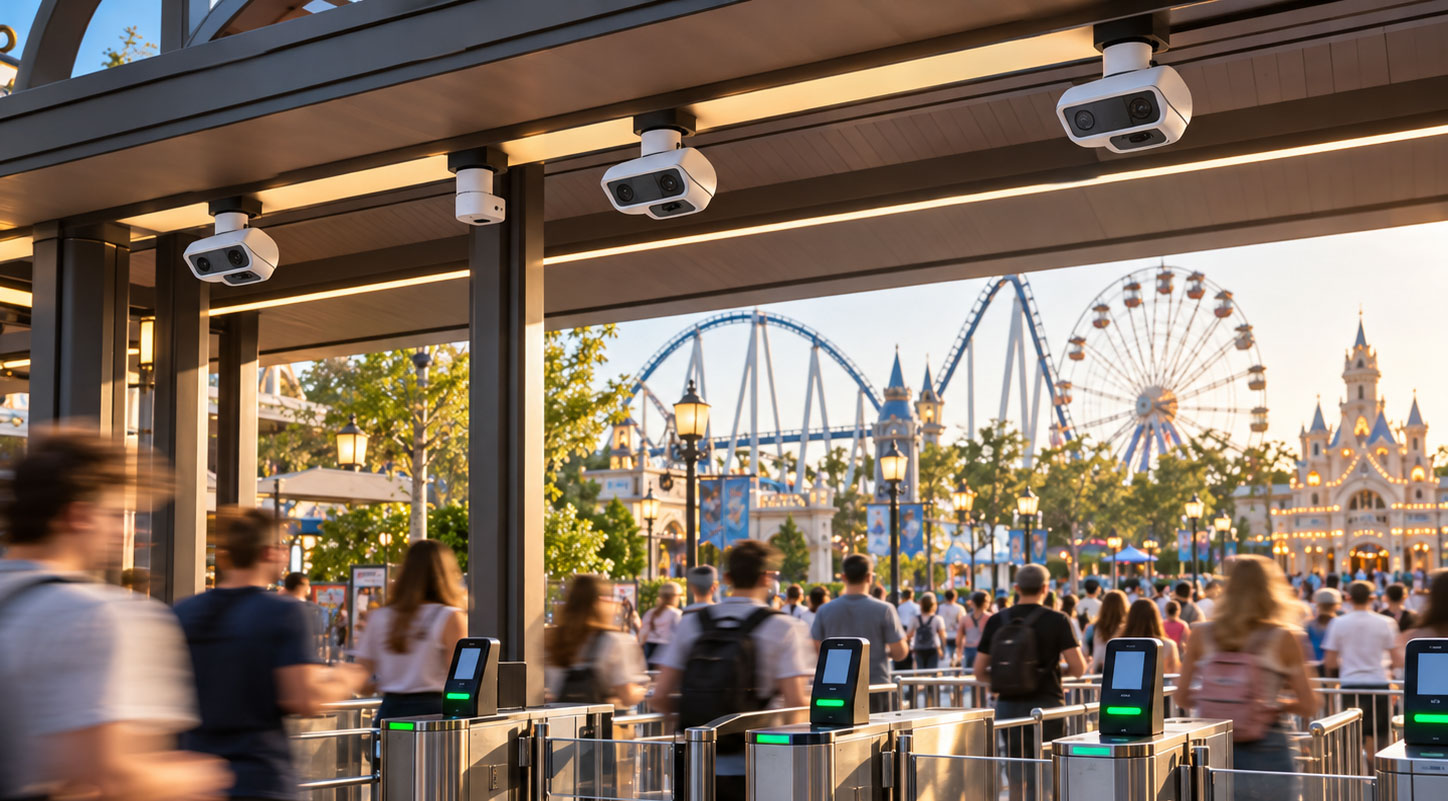 Control de acceso en un parque de atracciones.